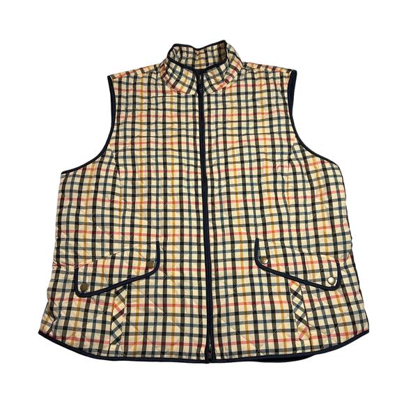 Talbots Diamond Quilted Lightweight Plaid Puffer Vest Size XL Preppy Colorful - Picture 1 of 10